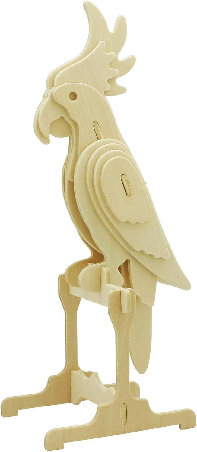 Hands Craft DIY 3D Wooden Puzzle – Assembly Parrot Model Building Kit Brain Teaser Puzzles Educational STEM Toy Adults and Kids to Build Safe and Non-Toxic Easy Punch Out Premium Wood JP262