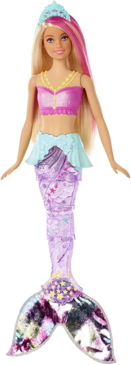 Barbie Dreamtopia Sparkle Lights Mermaid Doll with Swimming Motion and Underwater Light Shows, Approx 12-Inch with Pink-Streaked Blonde Hair, Gift for 3 to 7 Year Olds