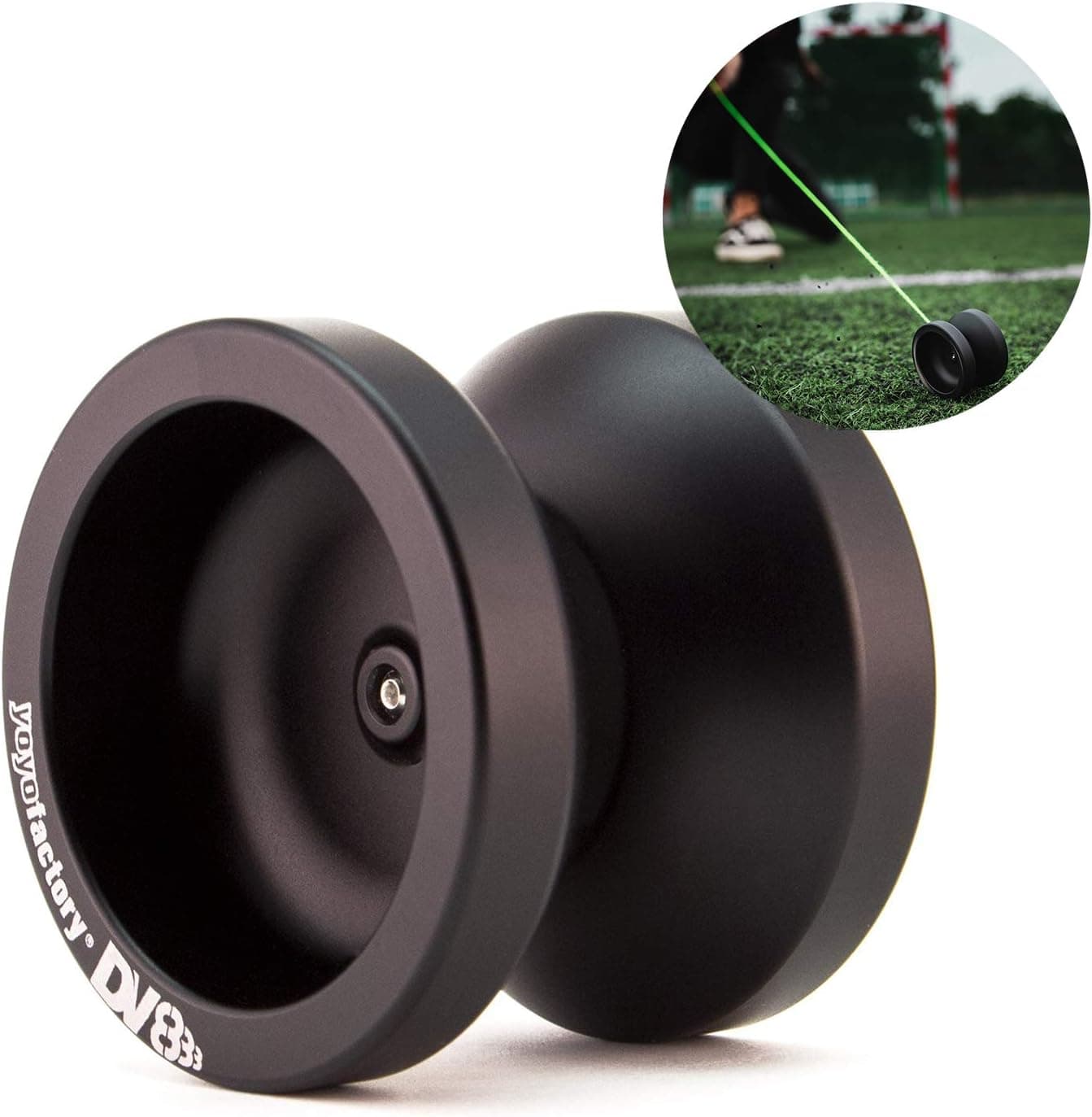 YoyoFactory Dv888 - A Simple and Comfortable Beginner Friendly Yoyo - Comes with Extra String & Pre Tied Finger Loop - Constructed from Aircraft Grade Aluminum - for Novice and Advanced Tricks Black