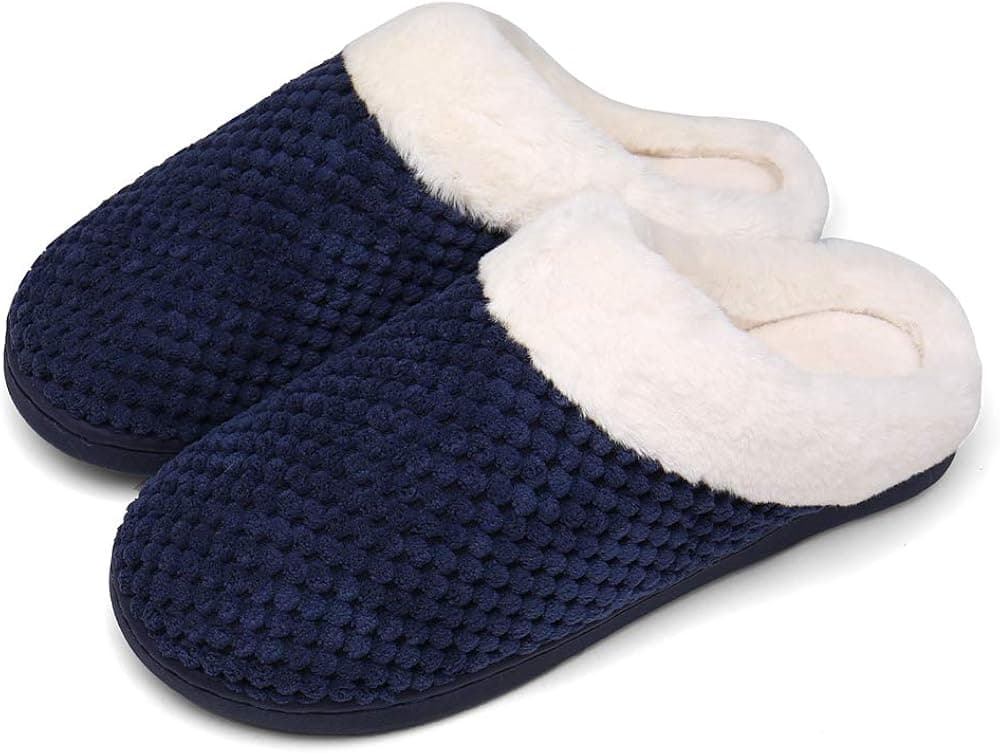 UBFEN Womens Mens Slippers Memory Foam Comfort Fuzzy Plush Lining Slip On House Shoes Indoor Outdoor