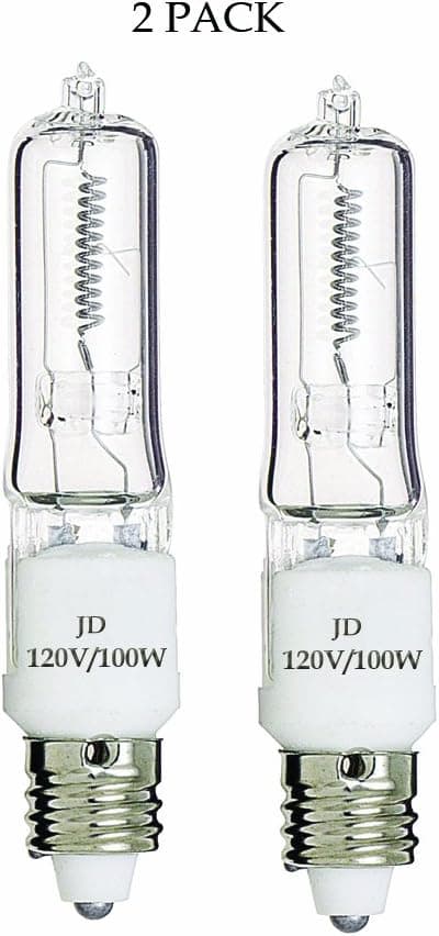 (Pack of 2) 120v 100w E11 Mini-candelabra Halogen Light Bulb, E11 Base