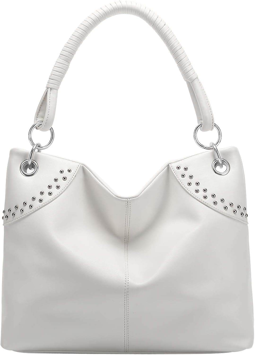 FASH Limited Studded Slouchy Hobo Faux Leather Handbag, One Size