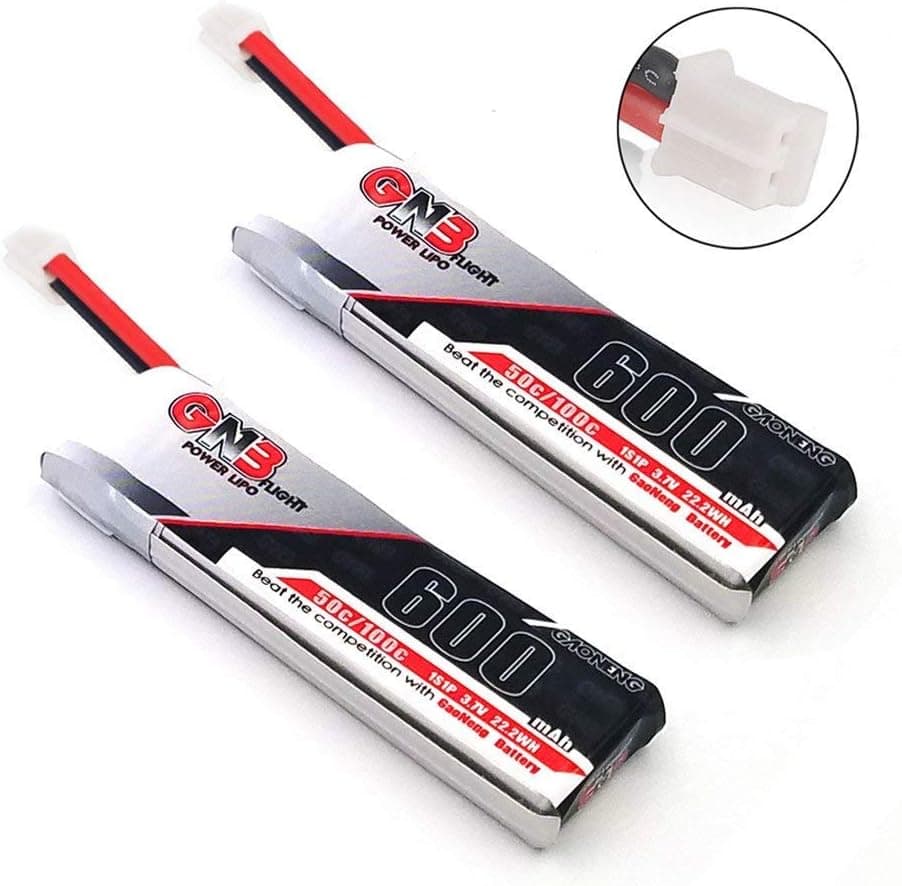 2pcs GNB 600mAh 1S LiPo Battery 3.7V 50C JST-PH 2.0 PowerWhoop mCPX Connector for TinyHawk Inductrix FPV Plus Tiny 7 RC Micro FPV Quadcopter Drone