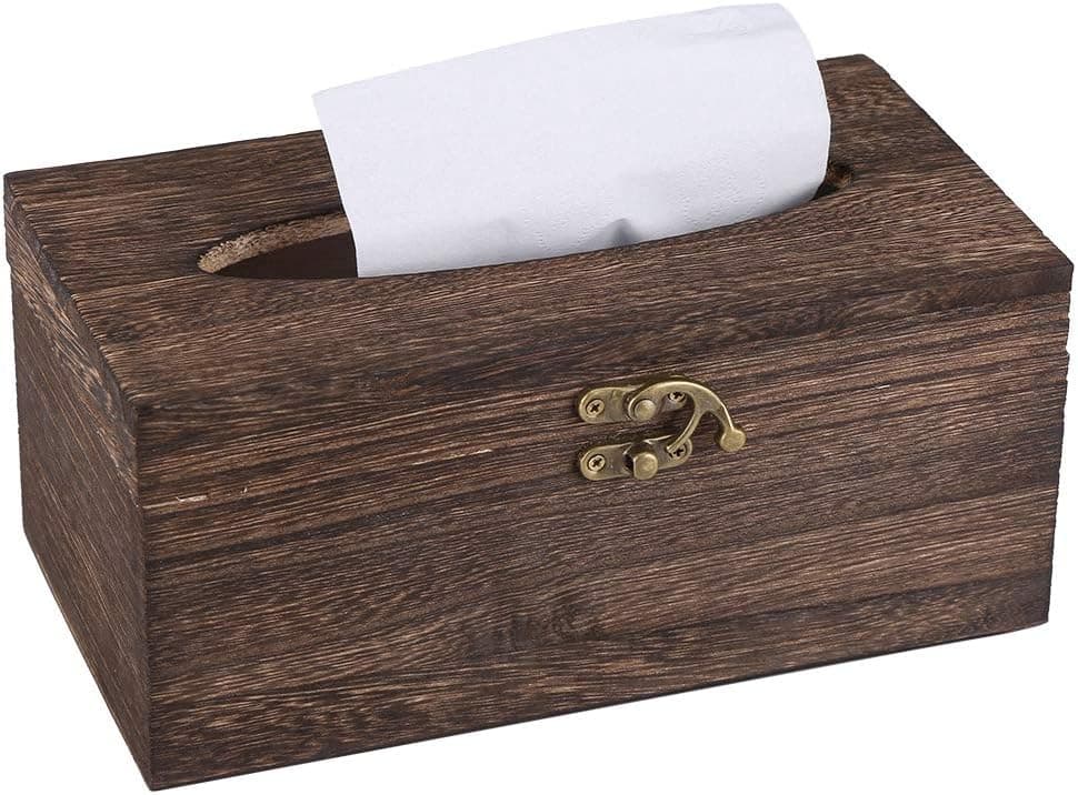 Tissue Box,Rectangular Wooden Retro Paper Napkin Holder Case Home Office Car Decor(22 X 12 X 10cm), Paper Cover Case Napkin Holder Home Decor for Bathroom Living Room Office Car Kitchen