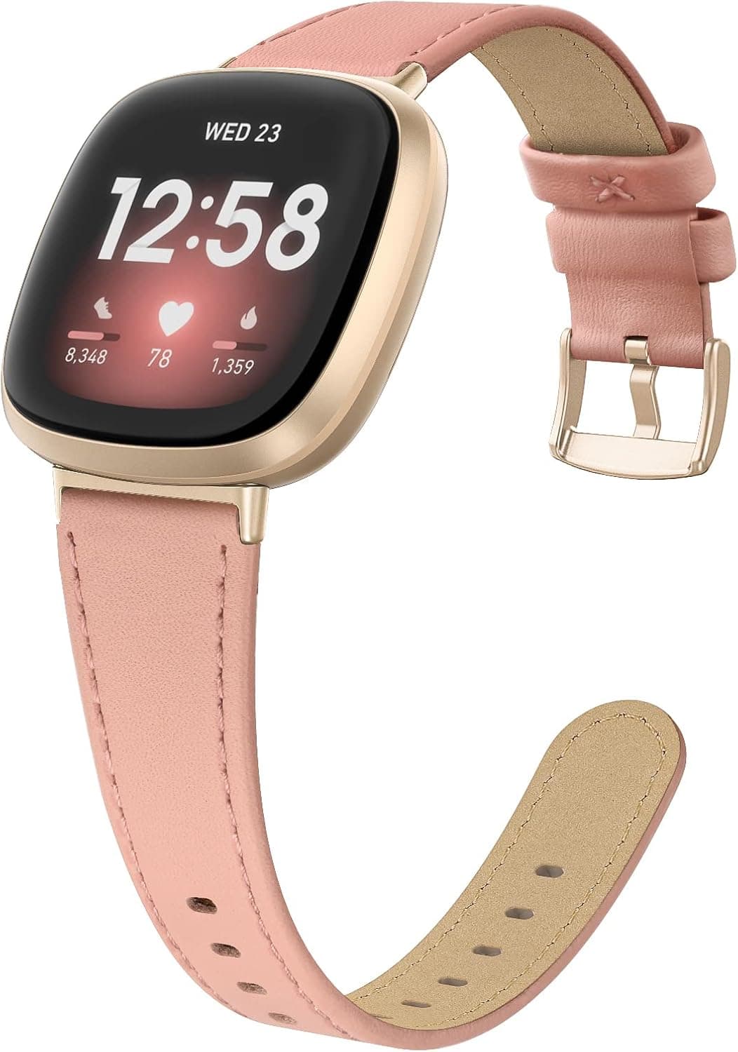 EDIMENS Leather Bands Compatible for Fitbit Versa 3 / Fitbit Sense for Women Men, Genuine Leather Bands Replacement Wristbands Straps Compatible with Versa 3 / Sense