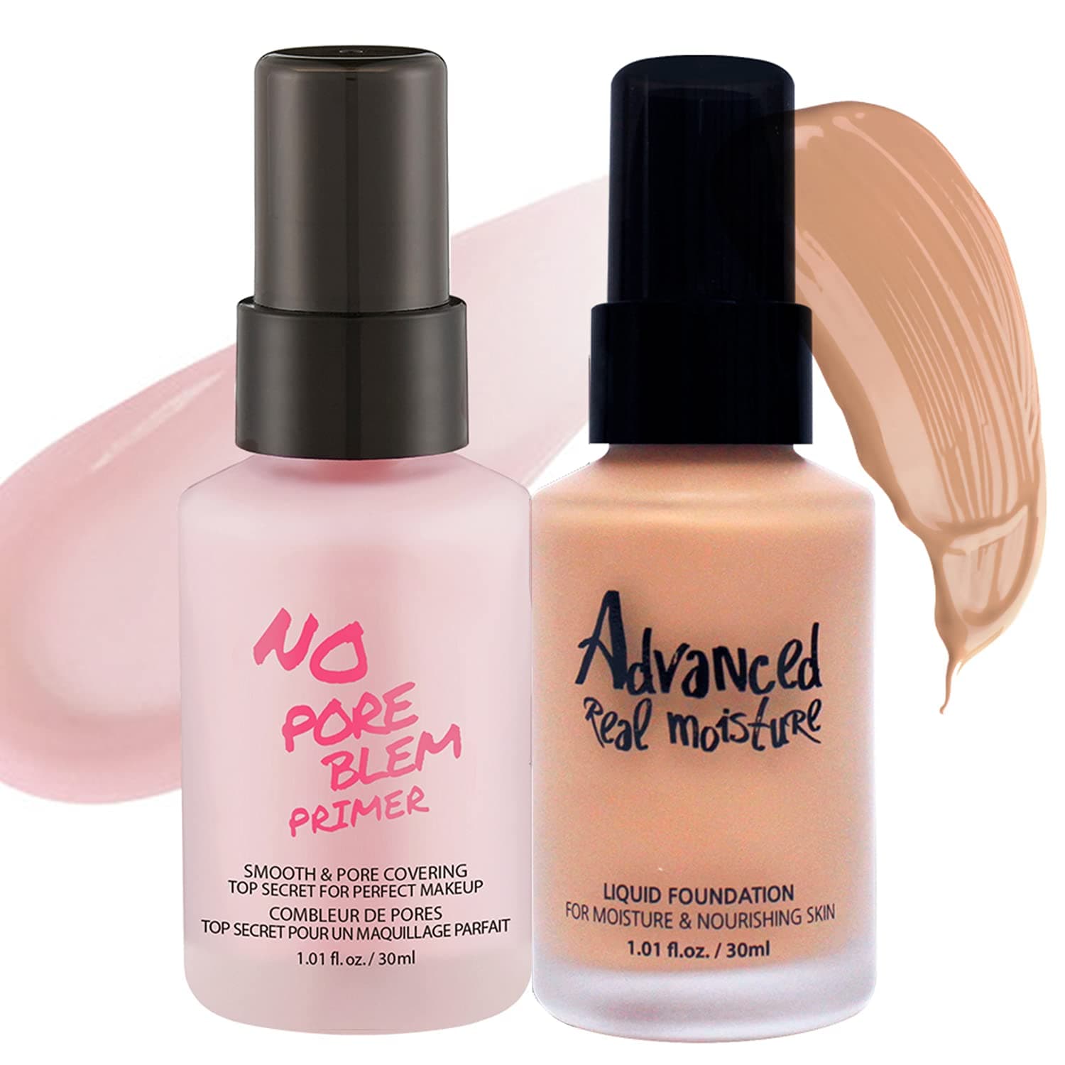 TOUCH IN SOL Best Primer & Foundation Combo - No Pore Blem Primer 30ml + Advanced Real Moisture Liquid Foundation 30ml (#25 Set)