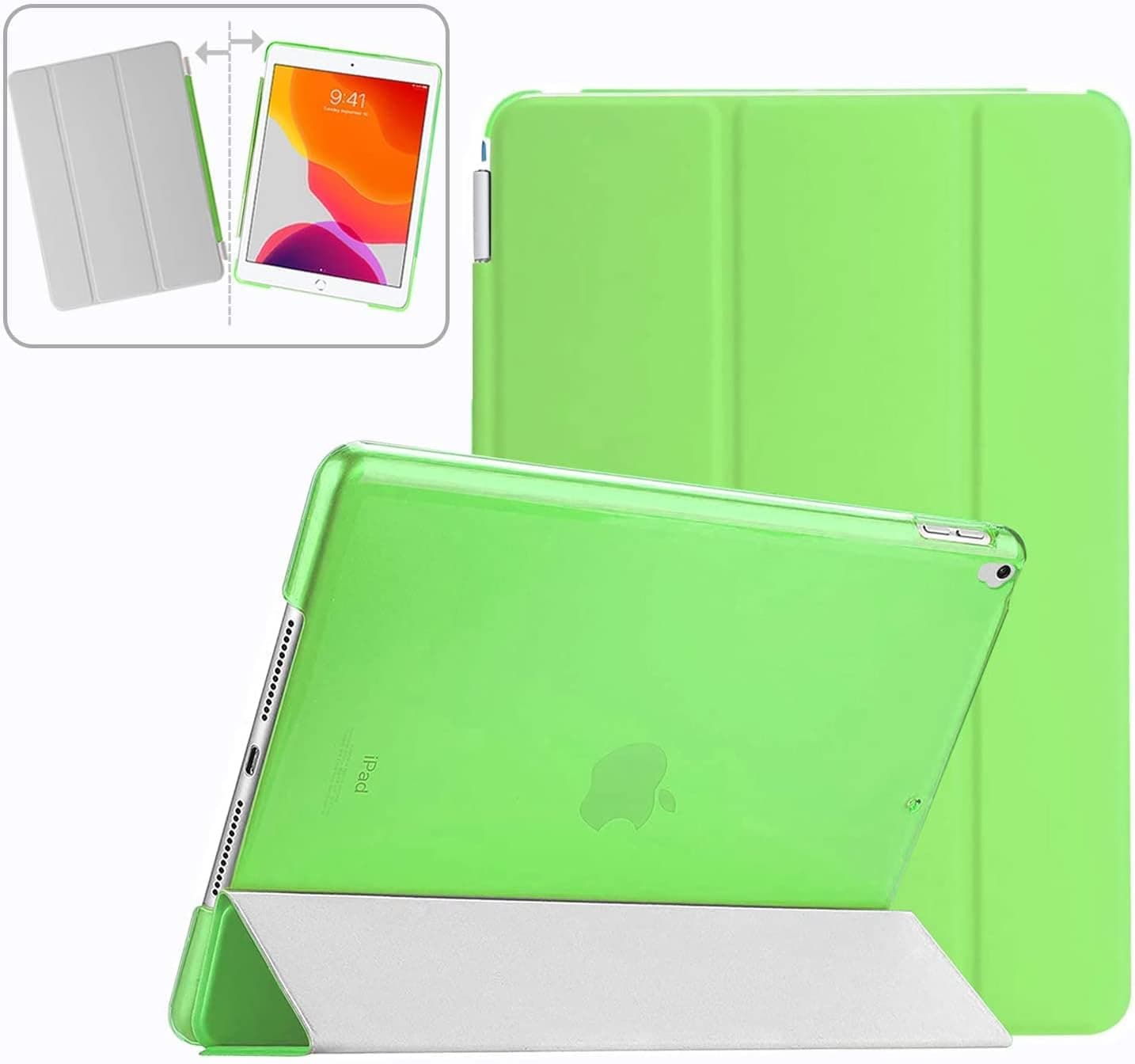 Weuiean for iPad Detachable Leather Cover Translucent Frosted PC Back Case, Slim Fit Auto Sleep/Wake Cover, iPad Air 3rd Generation/ Pro 10.5 Inch - Green