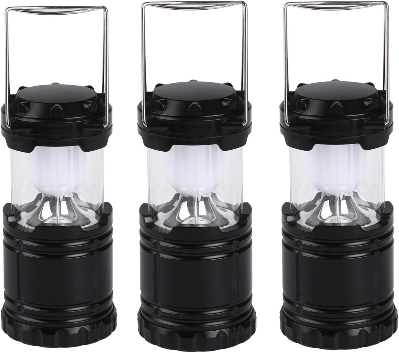 Dechamp LED Camping Lantern Flashlights - Super Bright Lumen Portable for Hiking, Emergencies, Hurricanes, Outages, Storms, Camping, Fishing Lamp Lights (Small, 3-Pack)