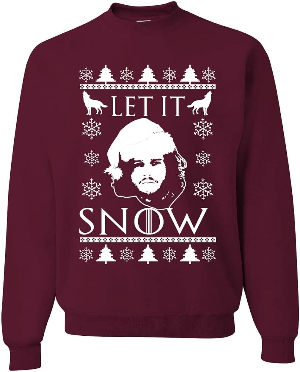 Wild Bobby Let It Snow Jon Snow Full Color GoT Ugly Christmas Sweater Unisex Crewneck Graphic Sweatshirt
