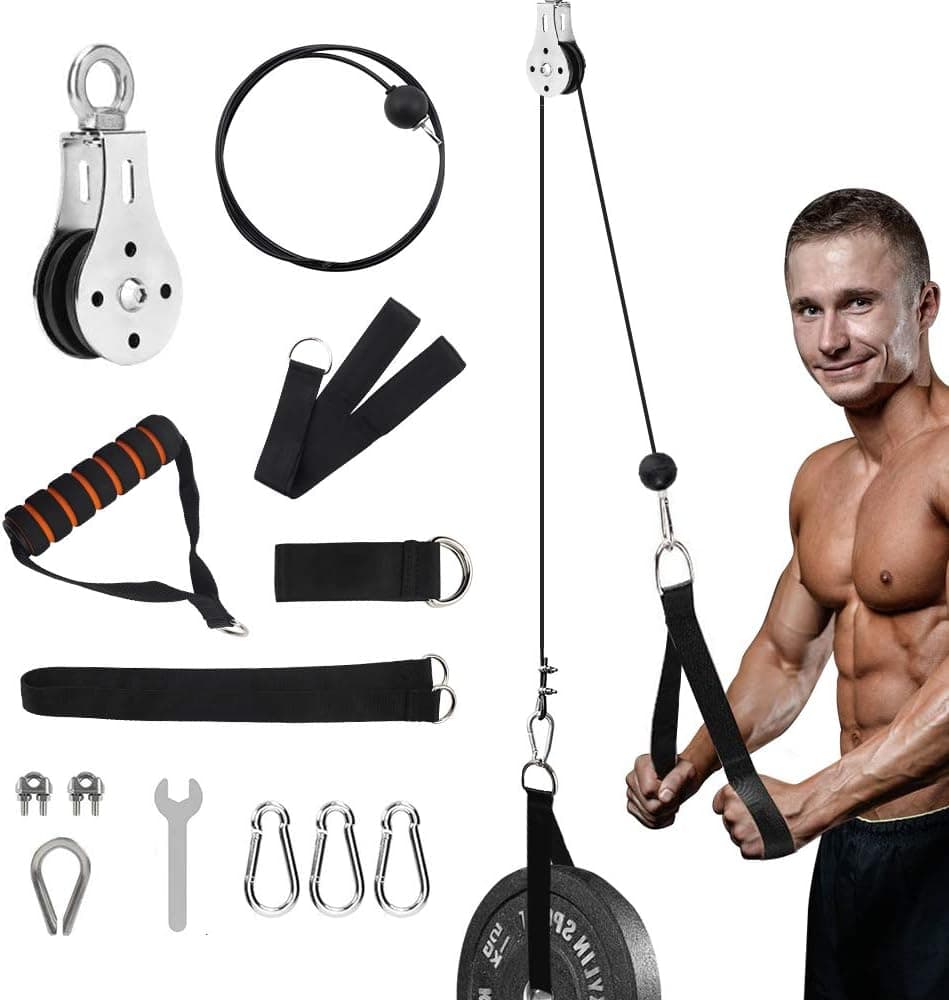 for Man Pulley System Gym, LAT and Lift Pulley System with Adjustable Pulley Cable, LAT Pull Down Machine/Pulldown Attachments Gym Equipment for Home Triceps Shoulder Muscle Strengthen
