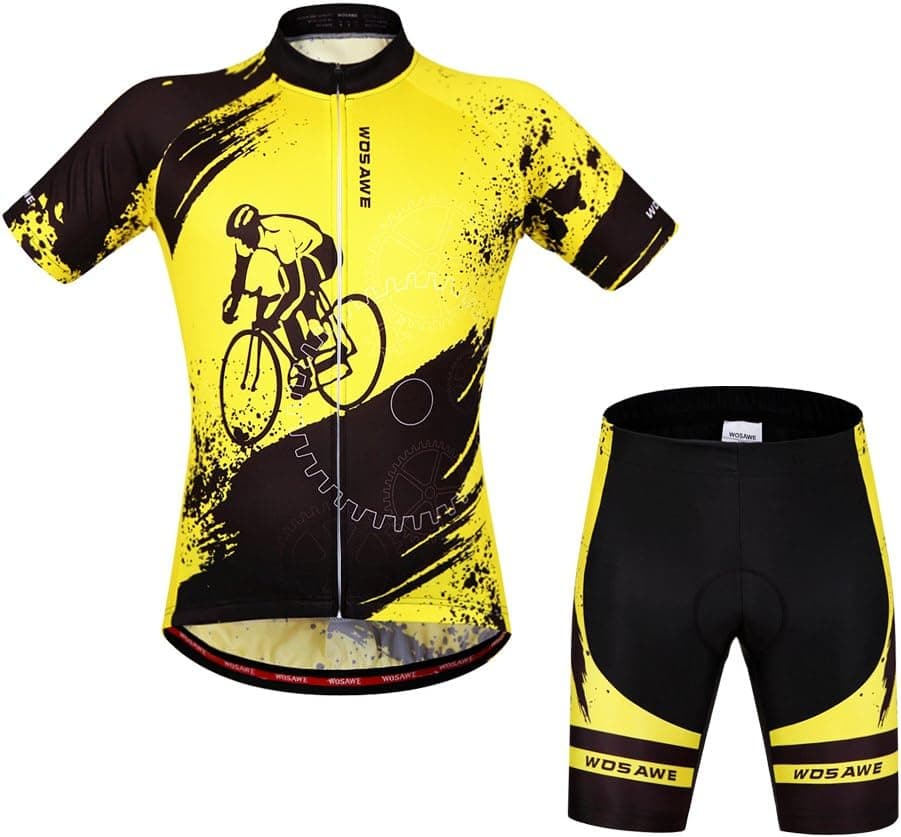 WOSAWE Mens Breathable Short Sleeve Cycling Jersey Quick Dry Biker Shirt