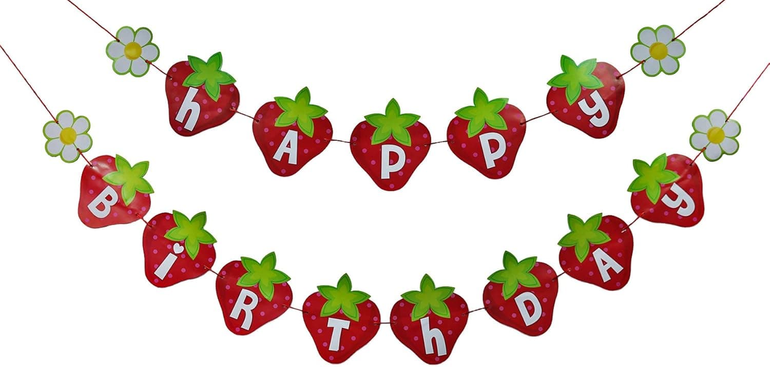 Strawberry Birthday Garland Banner - 6 ft