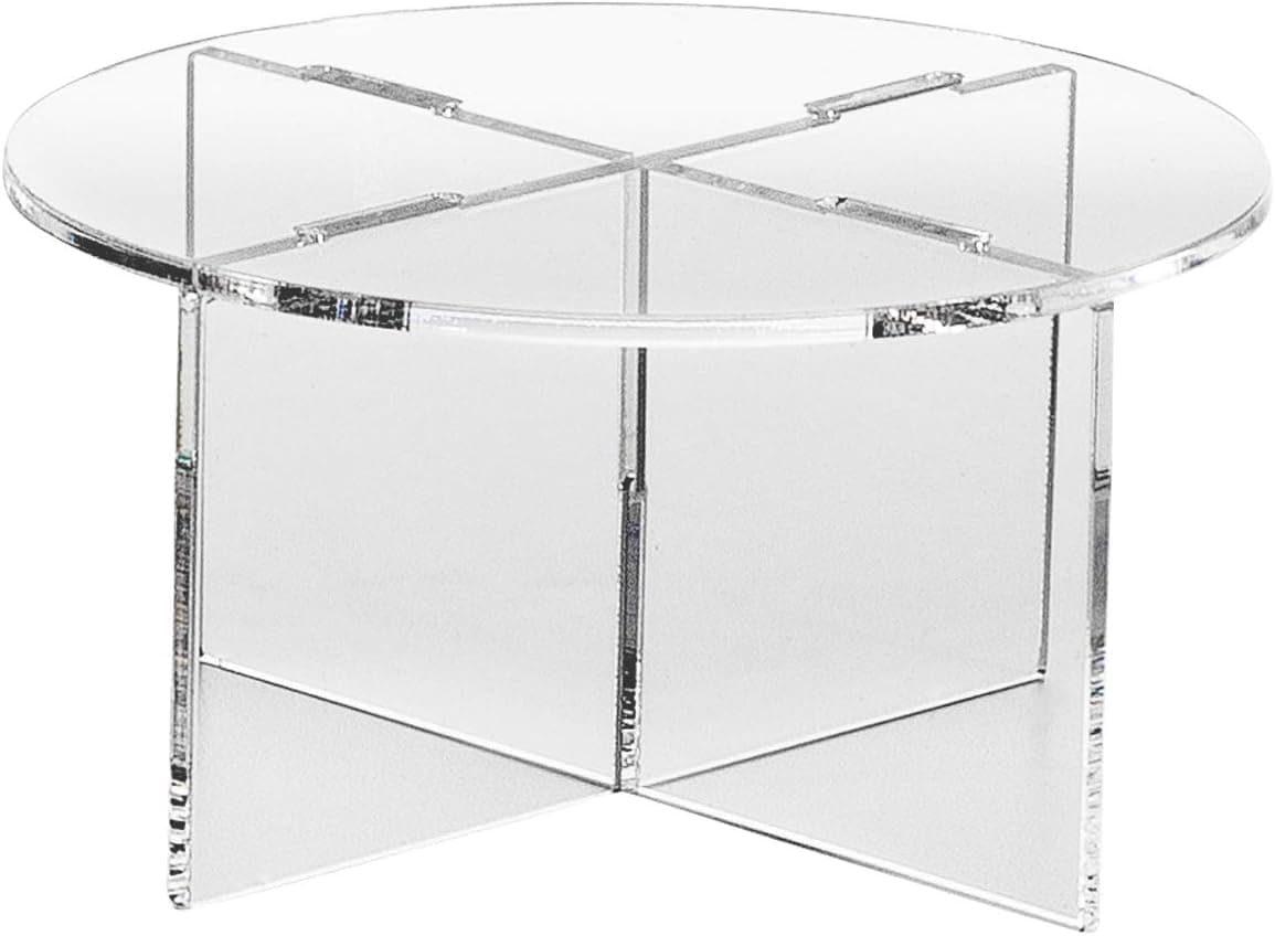 Clear Choice, Acrylic Round disassemble Riser Display Stand | Multipurpose Tabletop Risers for Displaying Personal or Business Decor, Cupcakes | Clear, Stable (4'' H X 8'' D)