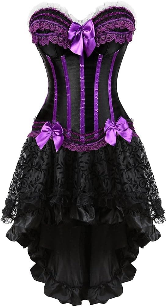 frawirshau Corset Dress Bustier Lingerie Corset Top and Steampunk Skirt Burlesque Costumes for Women Halloween Costume