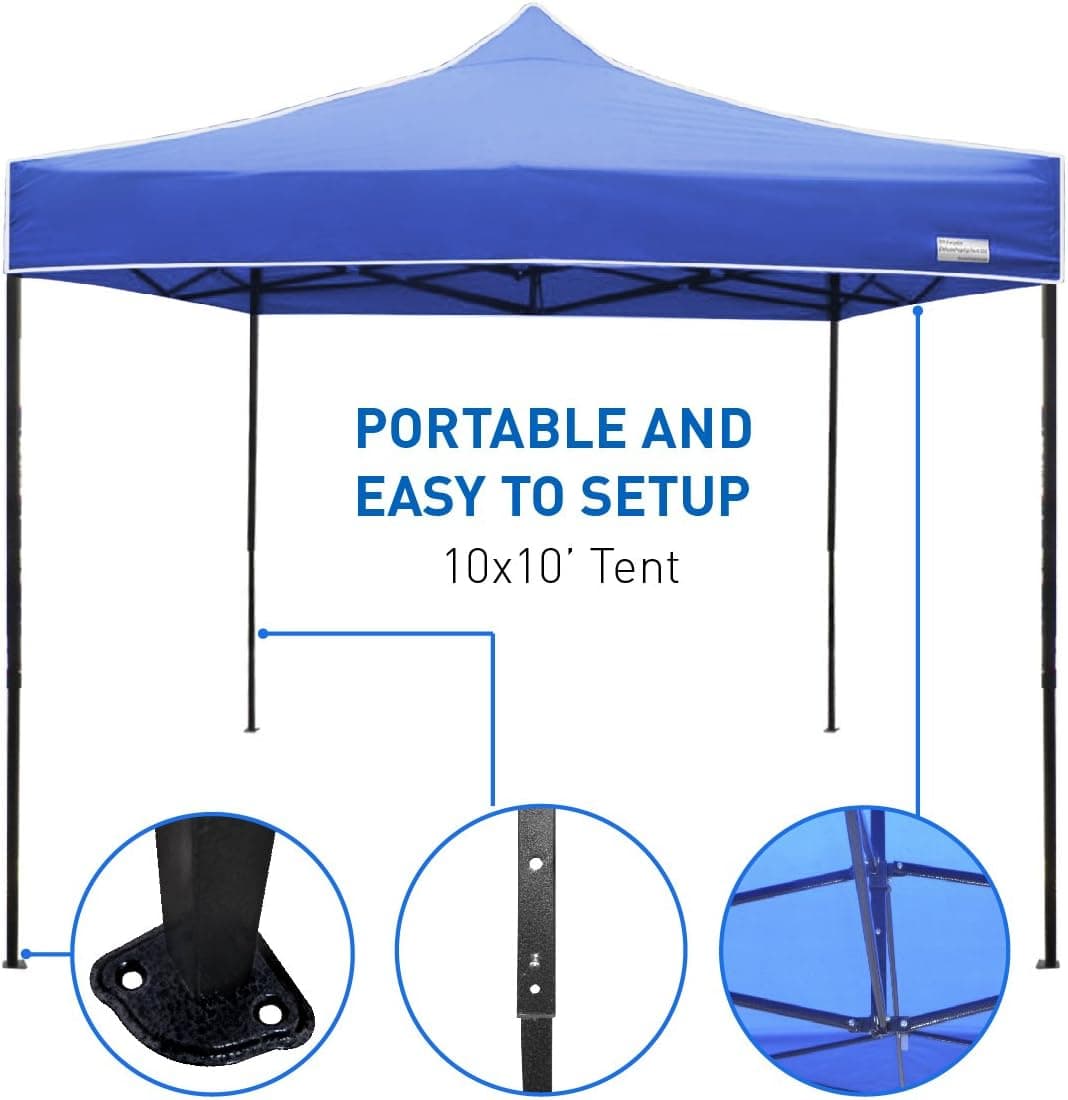 EasyGoProducts EGP-TENT-002-BLU 10 x10 Tent-Deluxe Instant Easy Pop-Up Frame-Outdoor, Blue