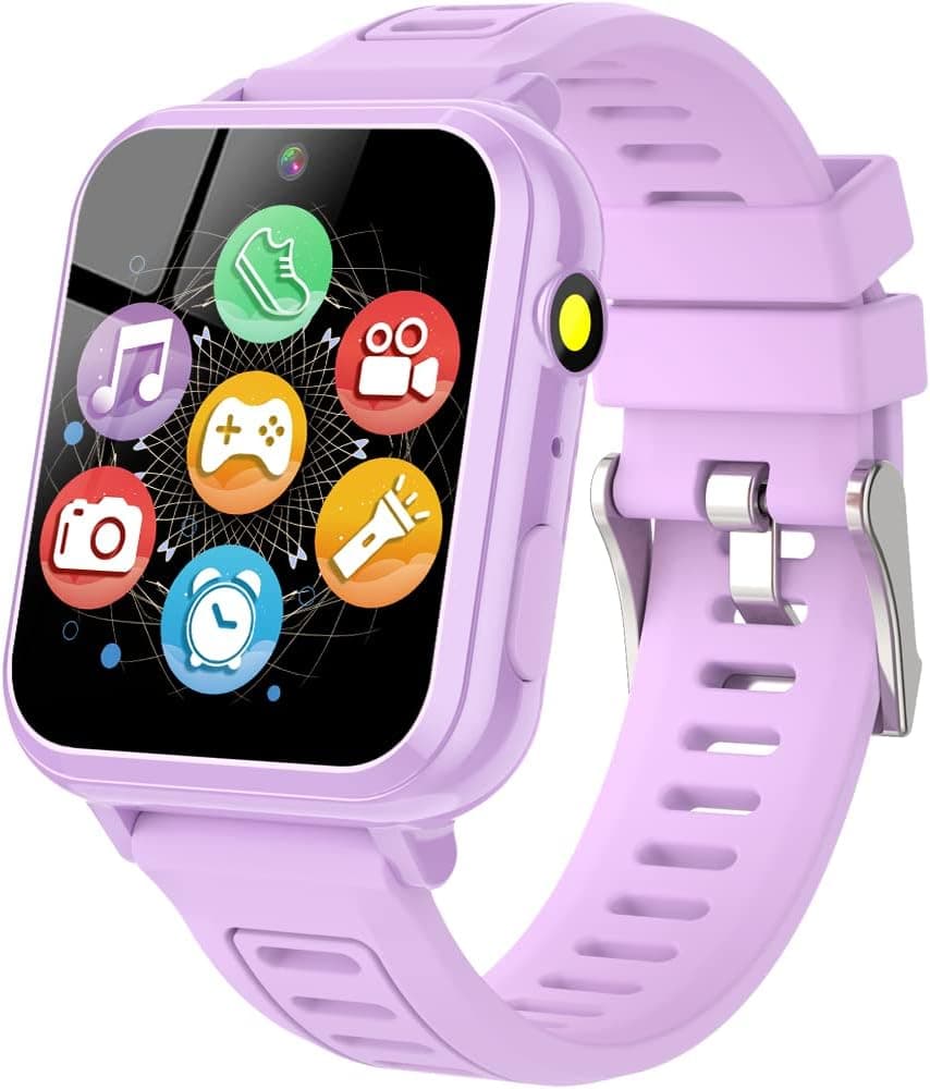 Smart Watch for Kids with 24 Puzzle Games 1.44" HD Touchscreen Camera Video Music Player Pedometer Alarm Clock Calculator Torch Sport Band Educational Learning Toys Gifts for Age 3-12 Boy Girl (Pink)
