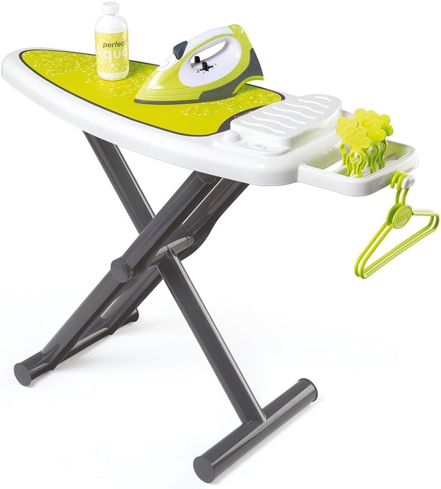 Smoby Roleplay Ironing Board Playset with 1 Iron, 19-Inch, Green
