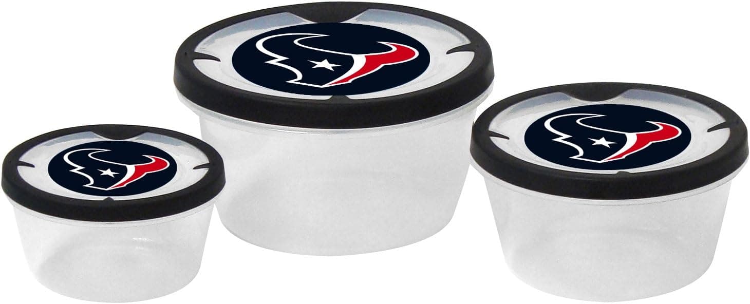 NFL Houston Texans Round Plastic Storage Containers (3-Piece)