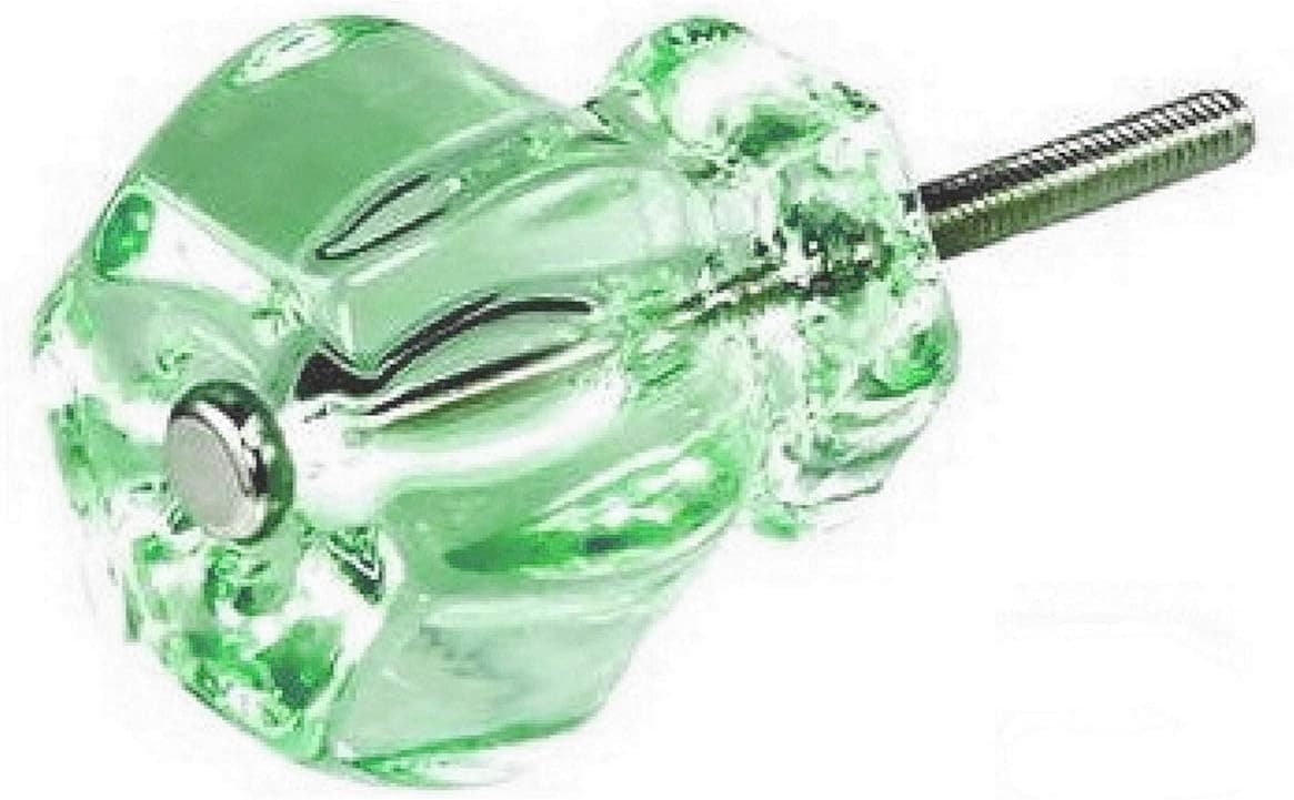 Curio Cabinet Knobs Dresser Drawer Handles Glass Designer Pulls 6 Pack T70VF Green Knob with Polished Nickel Hardware. Romantic Decor & More