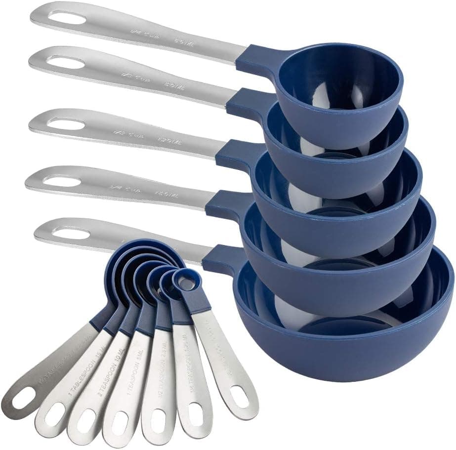 COOK WITH COLOR 12 PC Measuring Cups Set and Measuring Spoon Set, Stainless Steel Handles, Nesting Kitchen Measuring Set, Liquid Measuring Cup Set, Dry Measuring Cup Set (Navy)