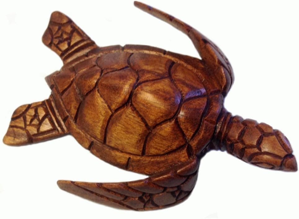 4.5" Hand Carved Wood Hawaiian Honu Sea Turtle - X Small