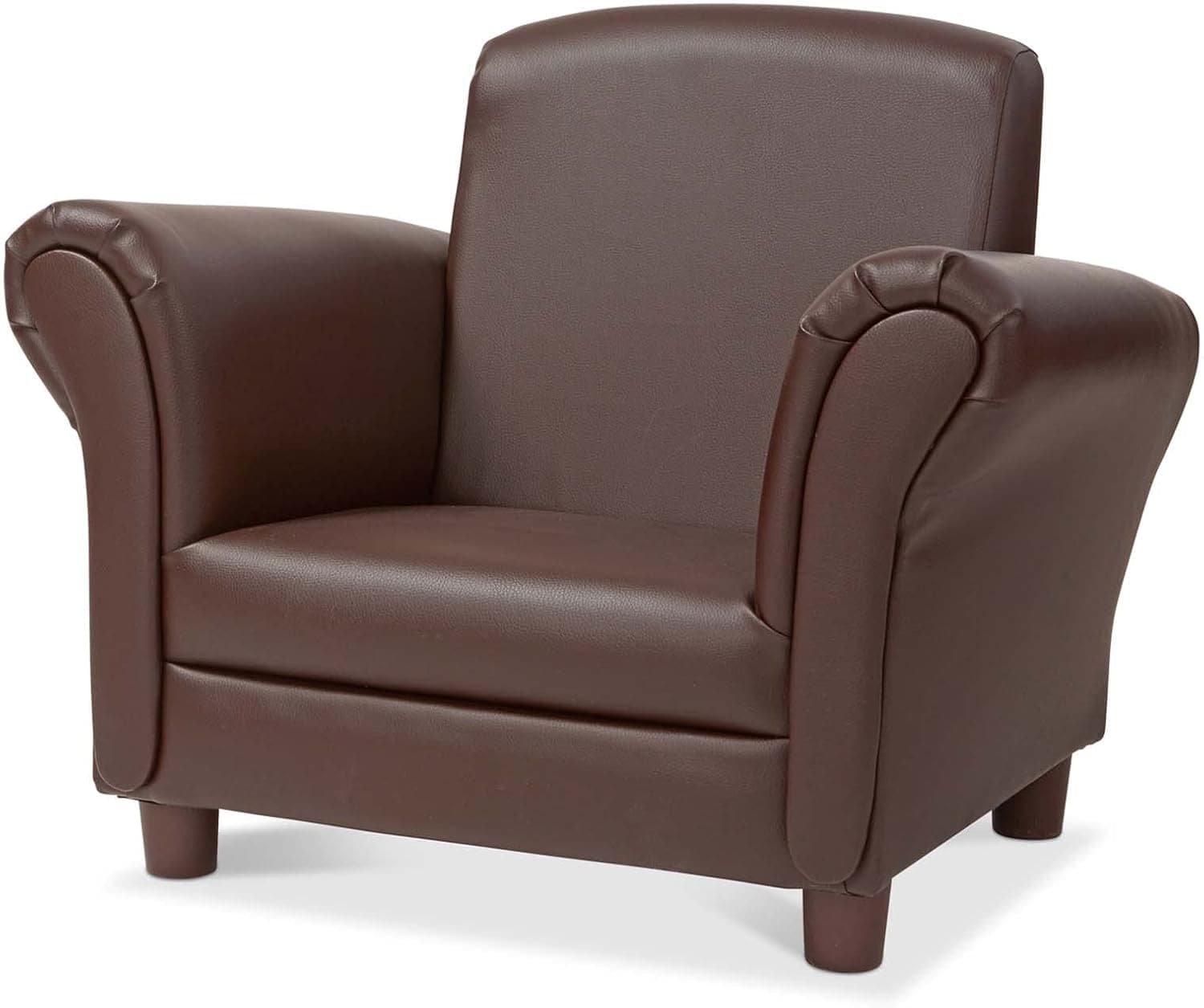 Melissa & Doug Brown Coffee Faux Leather Child’s Armchair (Kid’s Furniture, 23”L x 17.5”W x 18.3”H) - Children's Furniture, Child's Reading Chair, Chairs For Toddlers, Oversized Kid's Armchair