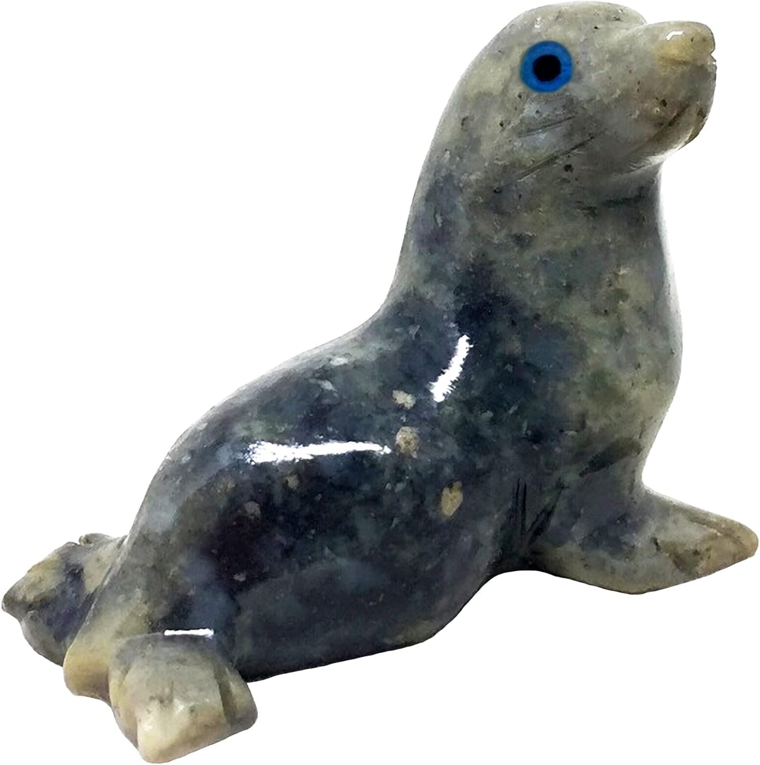 Nelson Creations, LLC Sea Lion (Seal) Natural Soapstone Hand-Carved Animal Charm Totem Stone Carving Figurine, 1.5 Inch