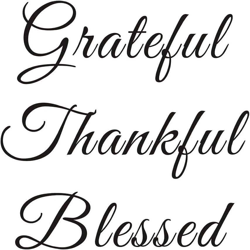 Everysticker4u Grateful Thankful Blessed Kitchen Dining Room Thanksgiving Religious Art Vinyl Saying Quote Sticker Wall Decals Words Lettering (Size2: 22.8"Wide x 22.8"Tall)