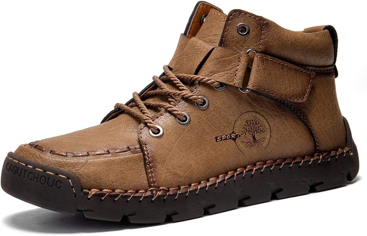 gracosy Men Winter’s Casual Boots Men’s Winter Warm Shoes for Outdoor High-top Leather Shoes Non-Slip Sole Walking Shoes