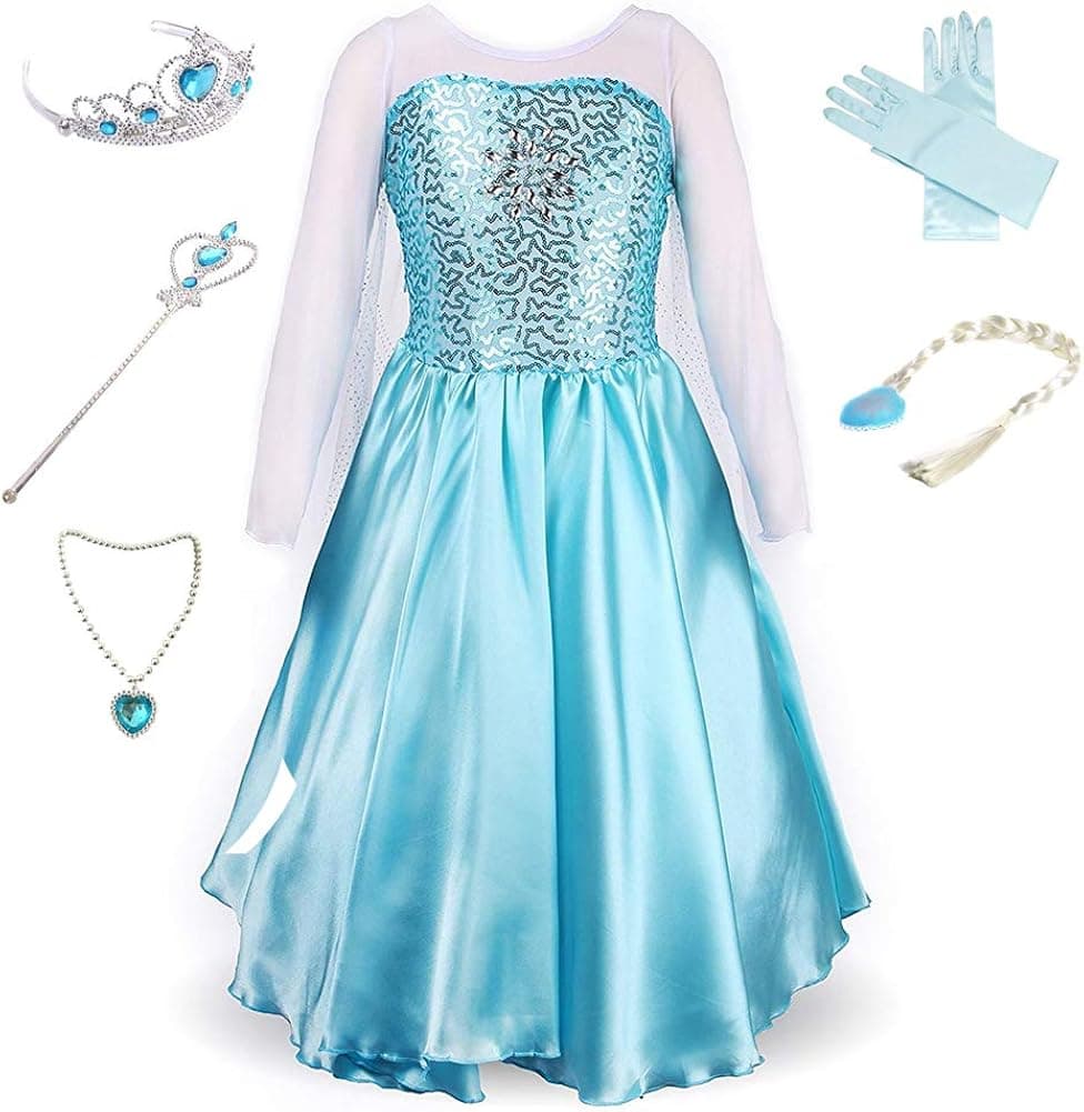 Anbelarui Girls New Princess Party Cosplay Costume Long Dress Up 3-9 Years