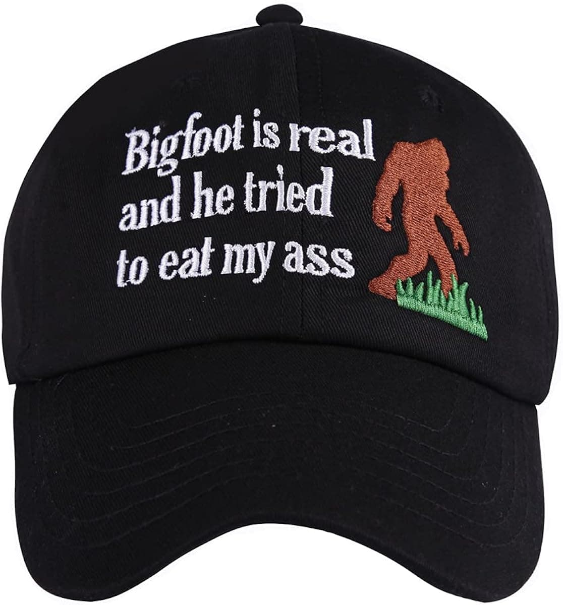 Bigfoot is Real and He Tried to Eat Hat Cotton Bigfoot Costume Gifts Baseball Hats Black