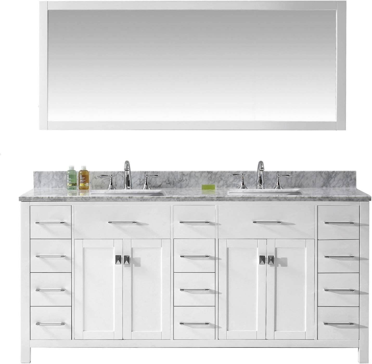 Virtu USA MD-2172-WMSQ-WH Caroline Parkway Bathroom Vanity, 72 inches, White