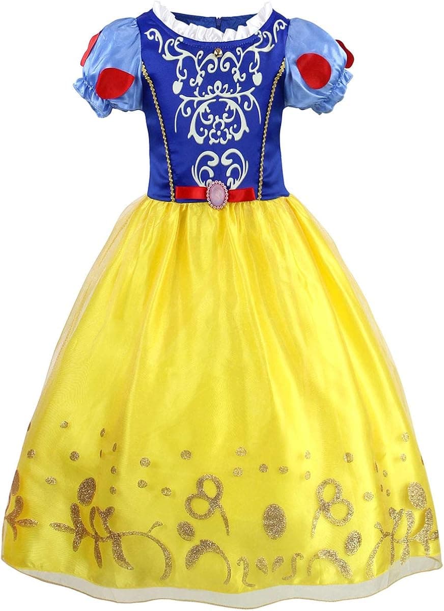 HenzWorld Girls Snow White Costume Princess Dresses Halloween Role Play Dress up Clothes Birthday Party Outfit