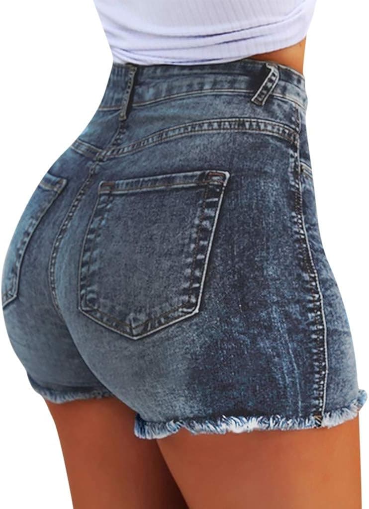 Sunyastor women pants Sunyastor Womens Distressed Denim Shorts Hem Jean Shorts Mini Hot Pants Club Wear S-Xxxl