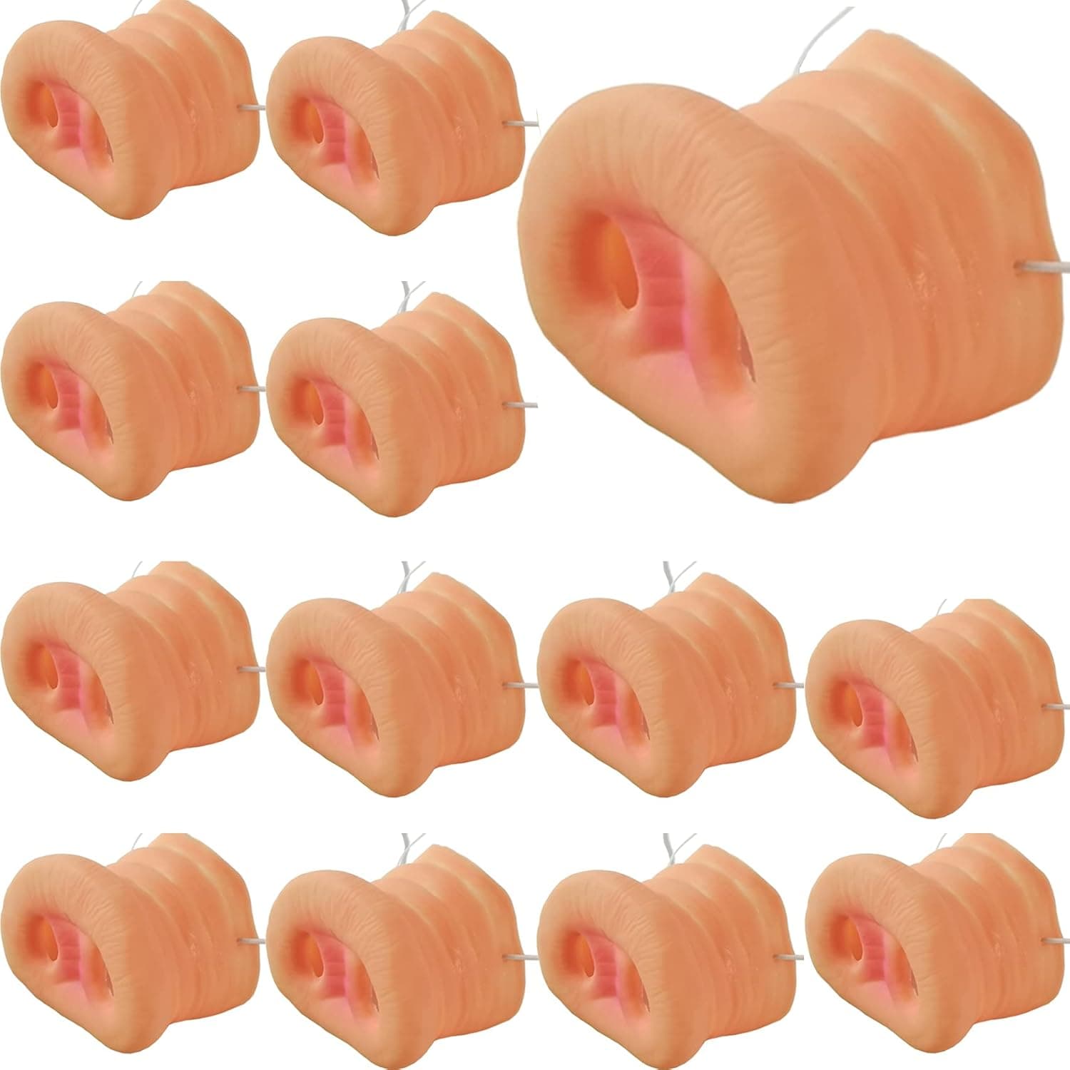 RONYOUNG 14PCS Pig Nose Pig Snout Costume Cosplay Pig Nose with Elastic Band for Halloween Party Supplies for Adults, Skin Color