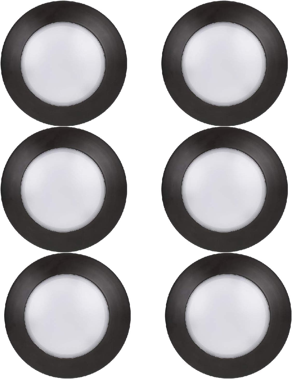 (6 Pack) 4/6" J-Box Flush Mount Dimmable LED Disk Light, 15W (120W Equivalent), 120V, 2700K Warm White, Bronze Trim, ETL Listed - Suitable for Wet Locations - 7.5" Fixture Diameter