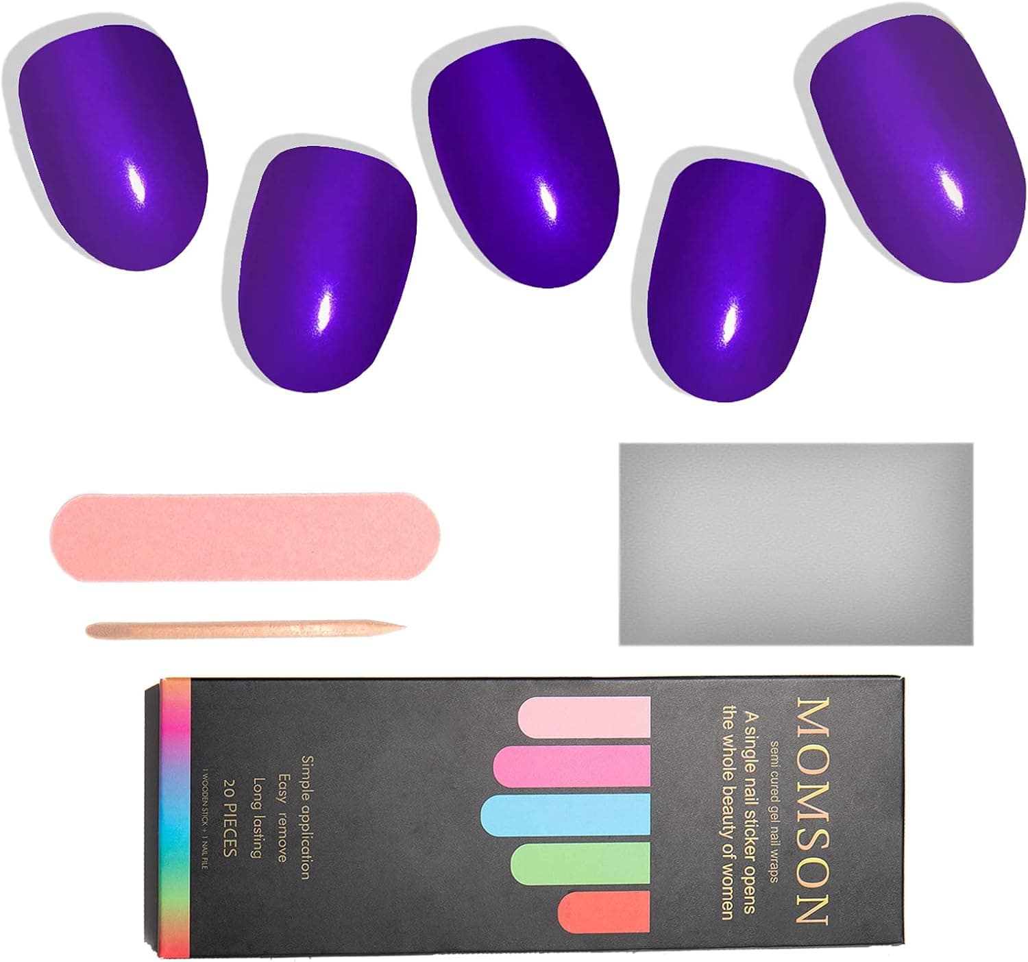 Semi Cured Gel Nail Wraps - 20 Sheet Glitter Semicured Stick on Nails Polish Strips - Soild Color Full Nail Decal Stickers, Gel Polish Nail Art Kits for Women Girls at Home (Fluorescent Gem Blue-03)