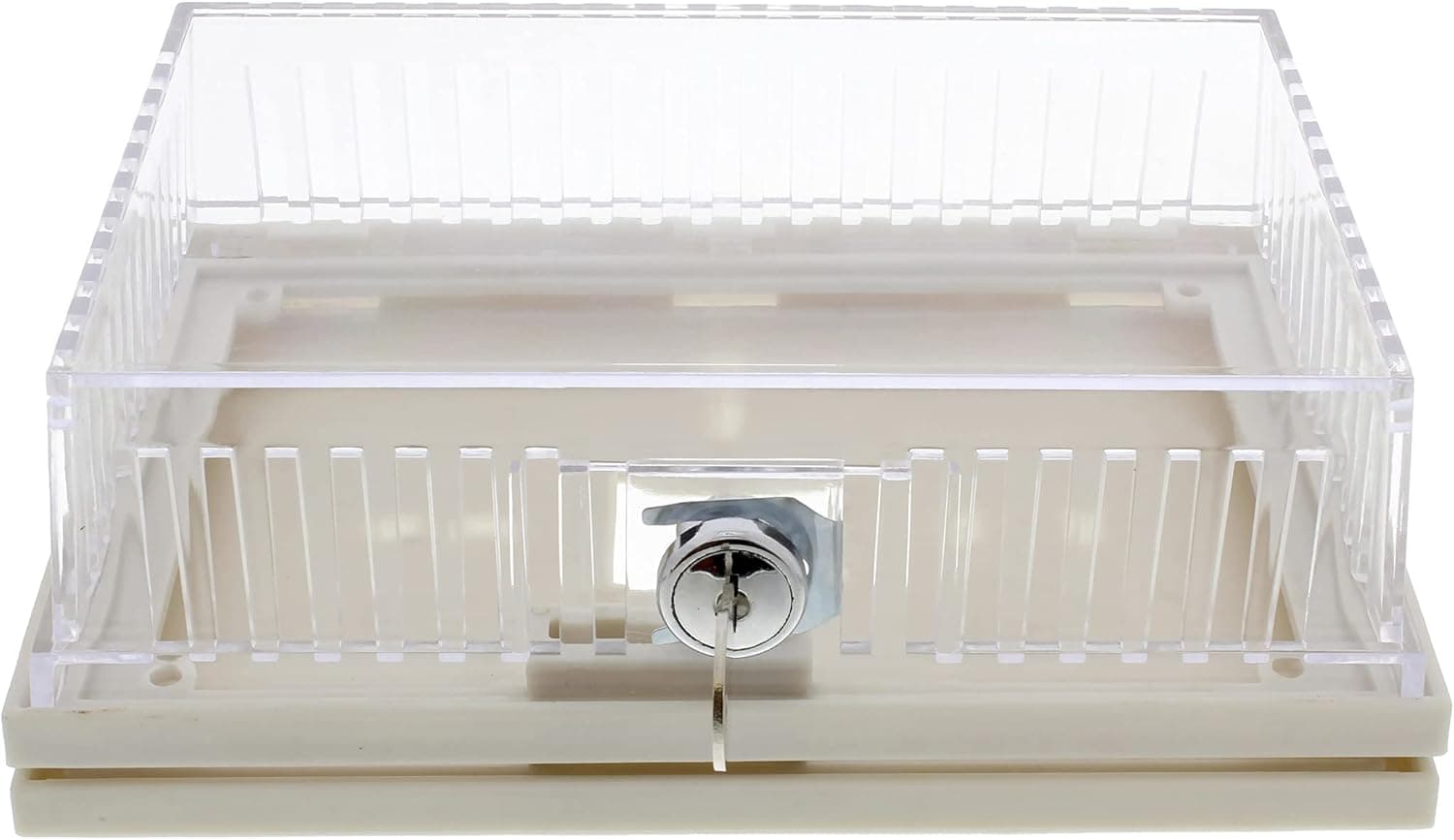 BISupply A/C Thermostat Lock Box with Key L 1pk - Plastic Locking Wall Thermostat Cover - Lockable Heat and Air Condition Control Panel Cover