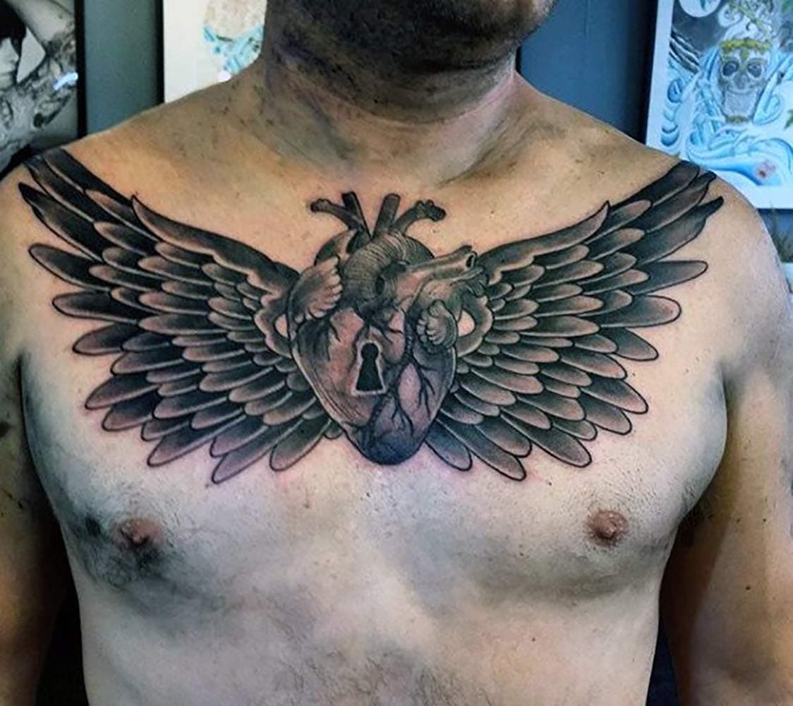 Temporary Tattoos for Men Large Chest Black Wing Tattoos Cool Fake Stickers Unique Temporary Tattoos