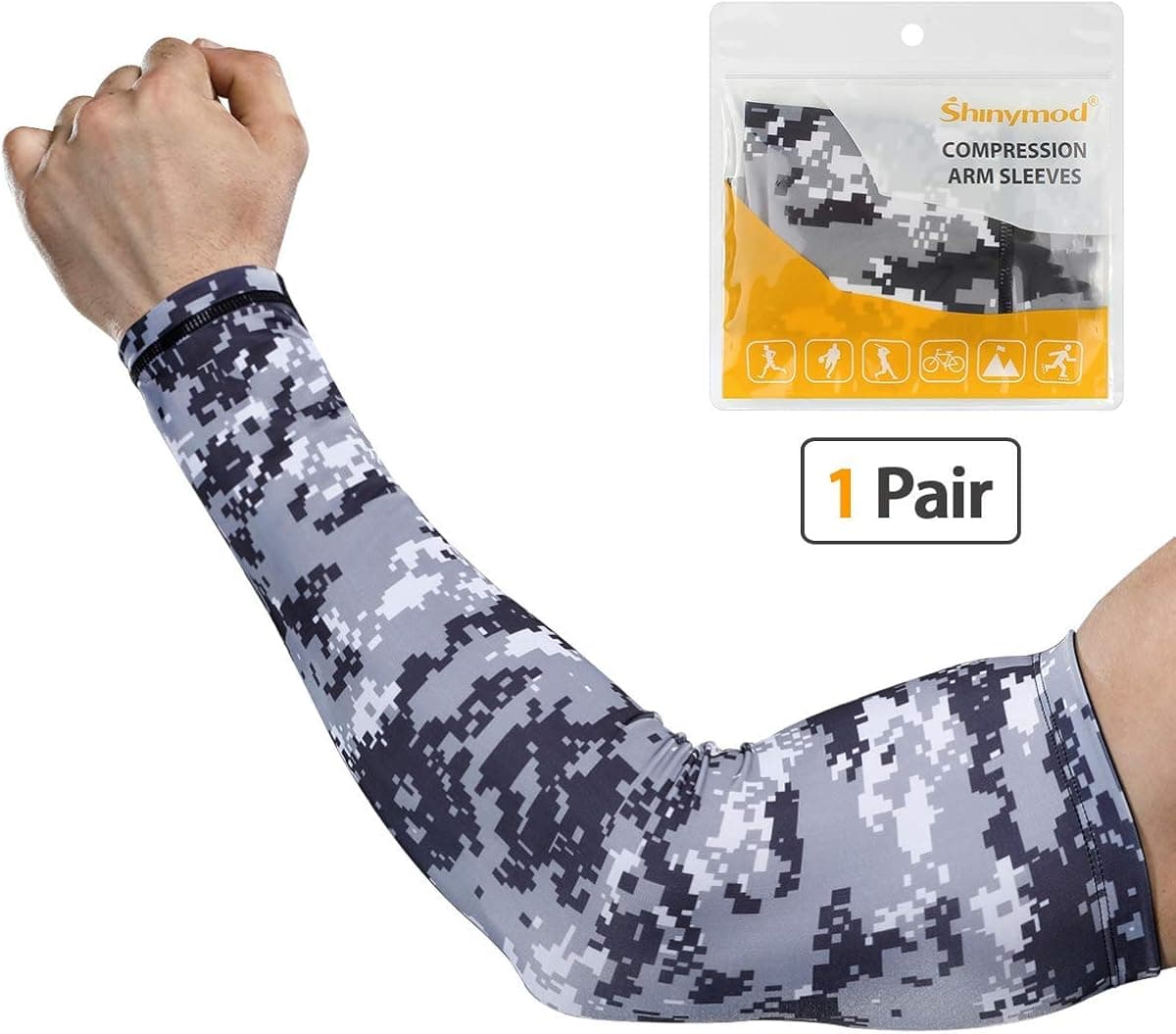 SHINYMOD Arm Sleeves UV Protection Sleeves for Men Women Youth Arm Warmers Compression Sports Sleeves Cycling Golf Basketball Driving Fishing Tattoo Covers Elbow Sleeves 1 Pairs - (3D Printed, M)