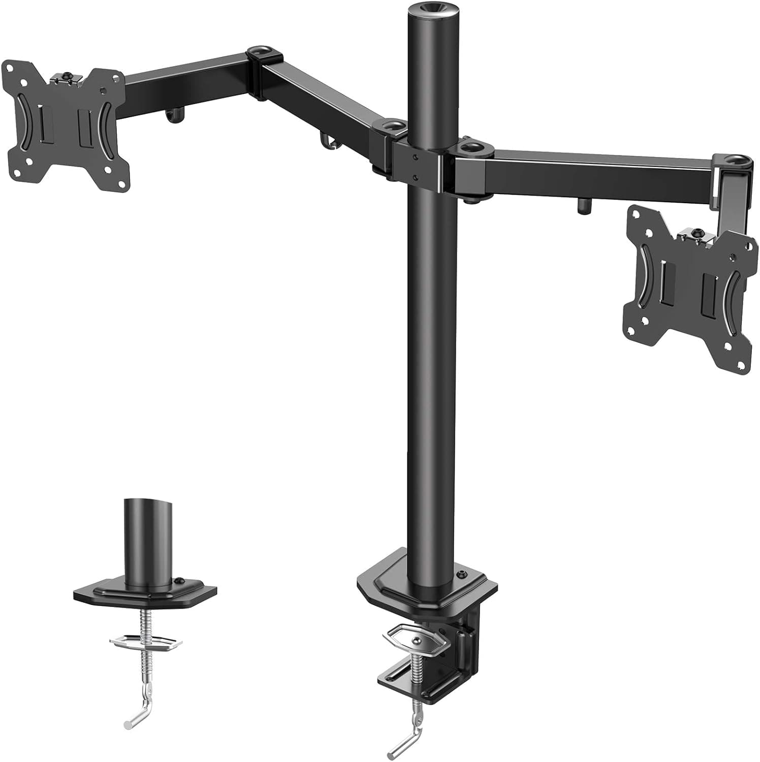 ERGO TAB Dual LCD LED Monitor Desk Stand Mount-Fully Adjustable Arms Monitor Mount for 13" to 27" Computer Screens with Vesa 75 100,Black (EBCM7)