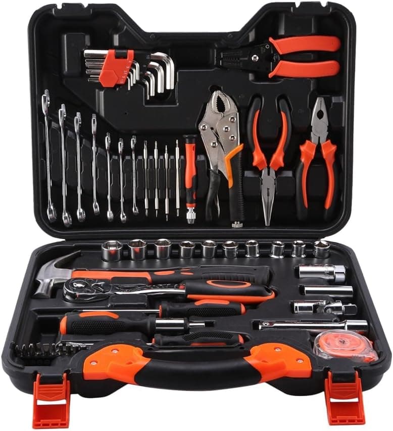 ICOCO Precision Tool Kit for Auto Repair Home Maintenance with Plastic Toolbox Storage Case,55-Piece