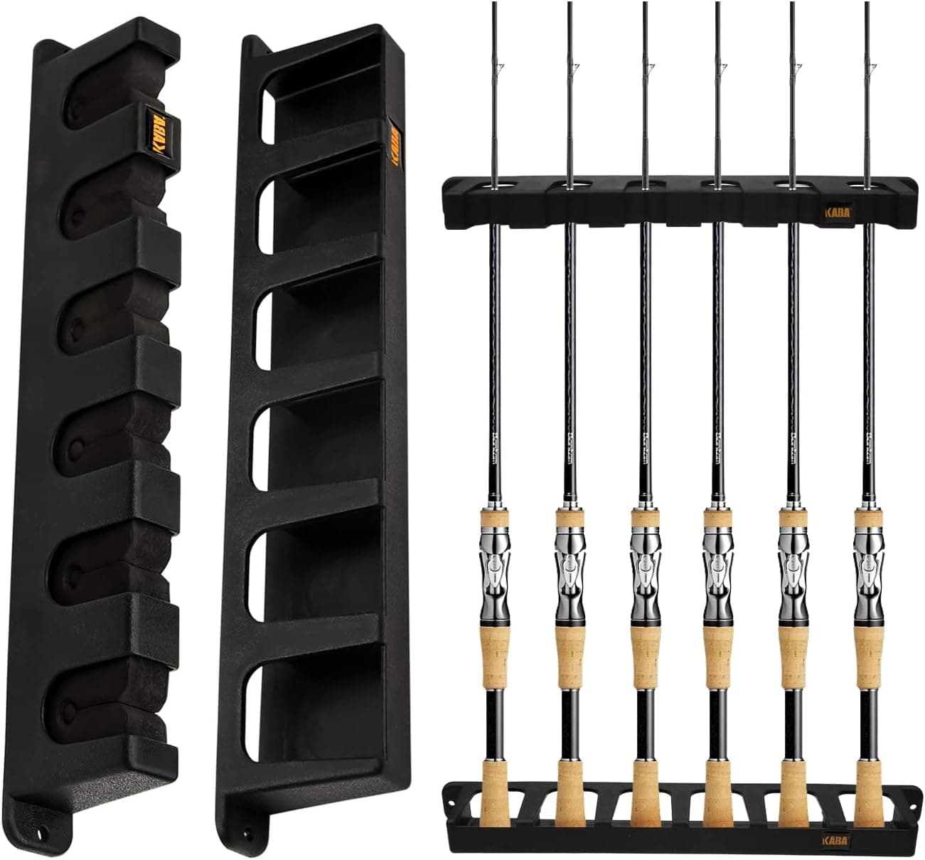 kaba Fishing Vertical 6 Fishing Pole Rack Fishing Pole Holder Spinning Casting Fishing Rods Wall Mount Fishing Rod Holders for Garage