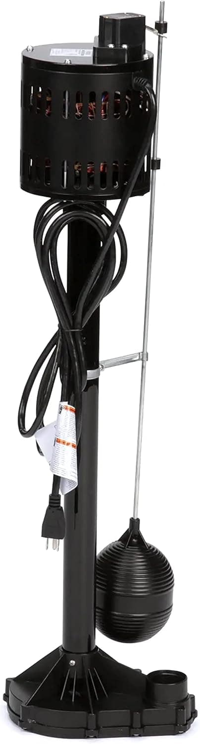 Star 3CEH 1/3 HP Thermoplastic Pedestal Sump Pump with Vertical Float Switch, Low Profile Column Pump, 58 GPM, Fits in 12" Diameter Pit,3.5 Amps