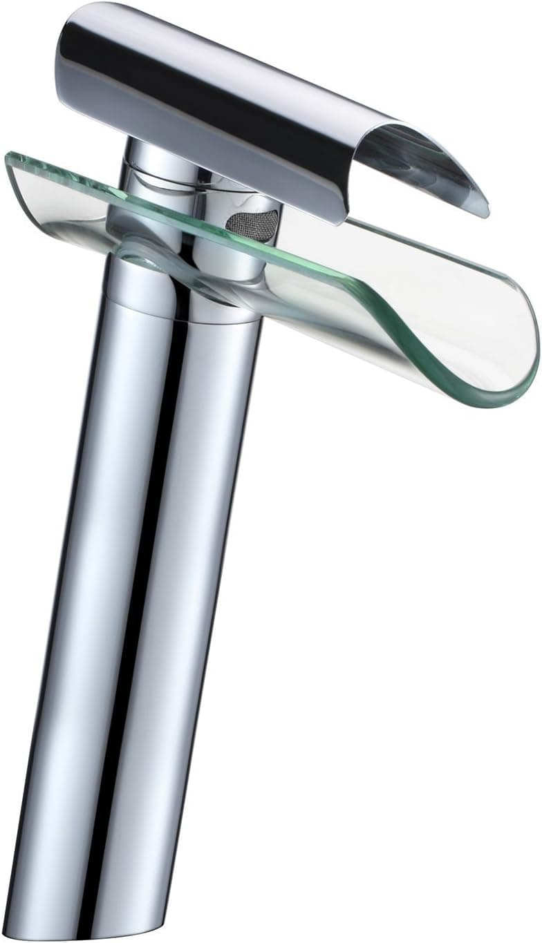 Wovier Chrome Waterfall Bathroom Sink Faucet,Single Handle Single Hole Vessel Lavatory Faucet,Basin Mixer Tap Tall Body