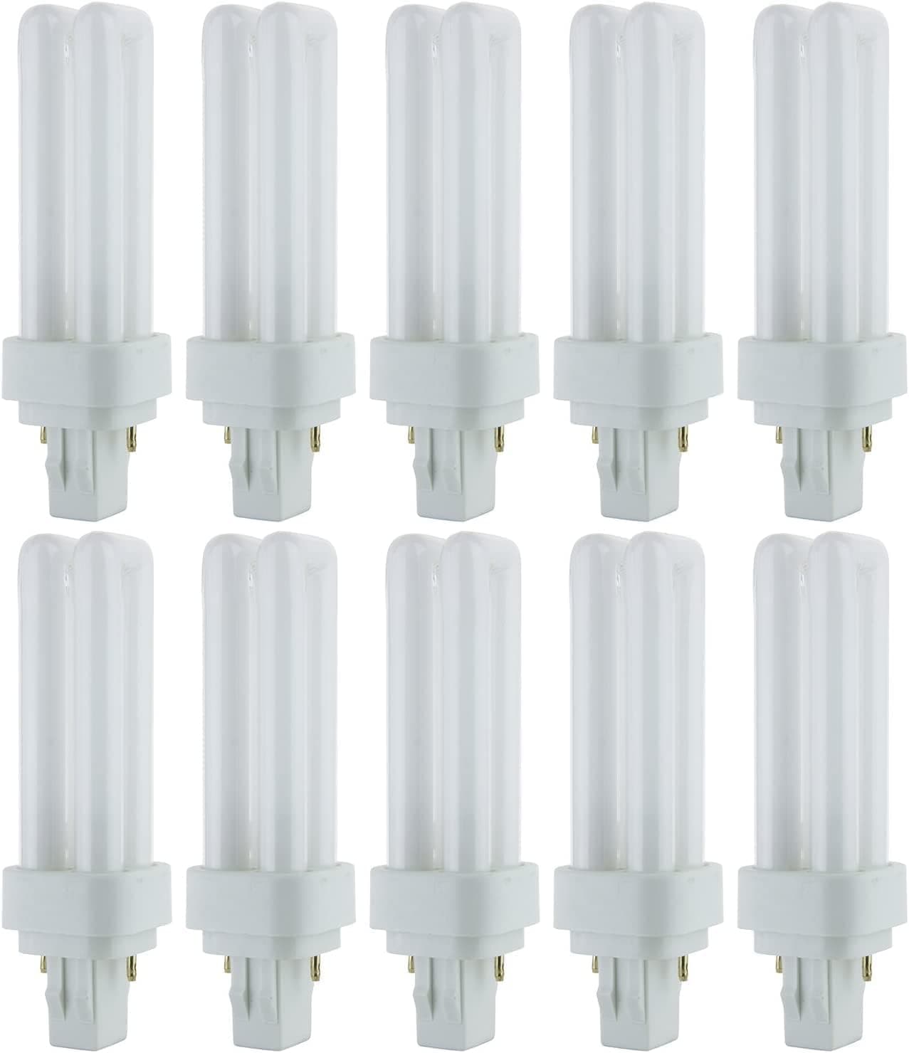 Sunlite PLD13/SP41K/10PK 4100K Cool White Fluorescent 13W PLD Double U-Shaped Twin Tube CFL Bulbs with 2-Pin GX23-2 Base (10 Pack)