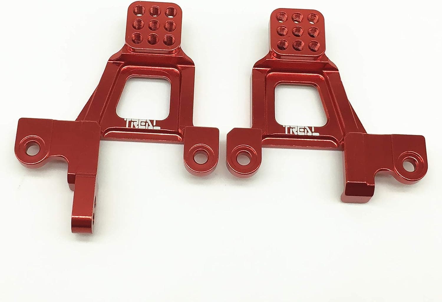 Treal Alloy Front Shock Towers (Left and Right) for Traxxas TRX-4 Crawler RC Car - Red