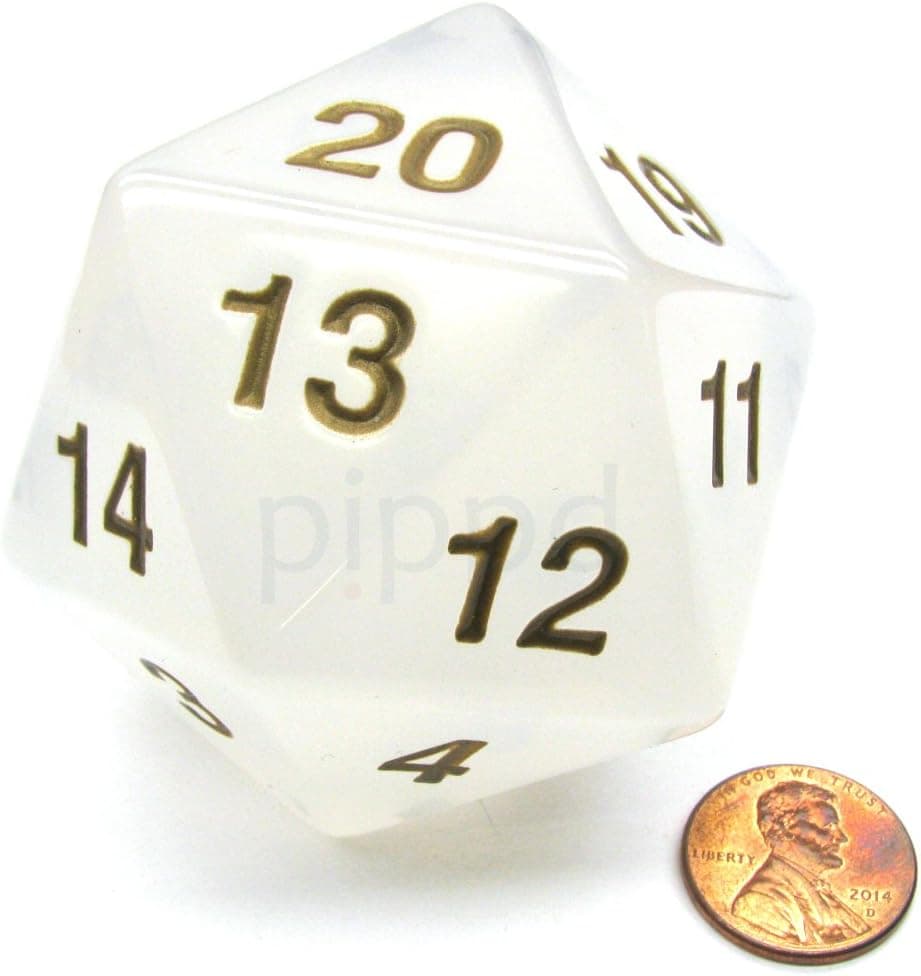 Koplow Würfel - Transparent: Countdown Perl/gold (1 Im Beutel, 55mm W20)