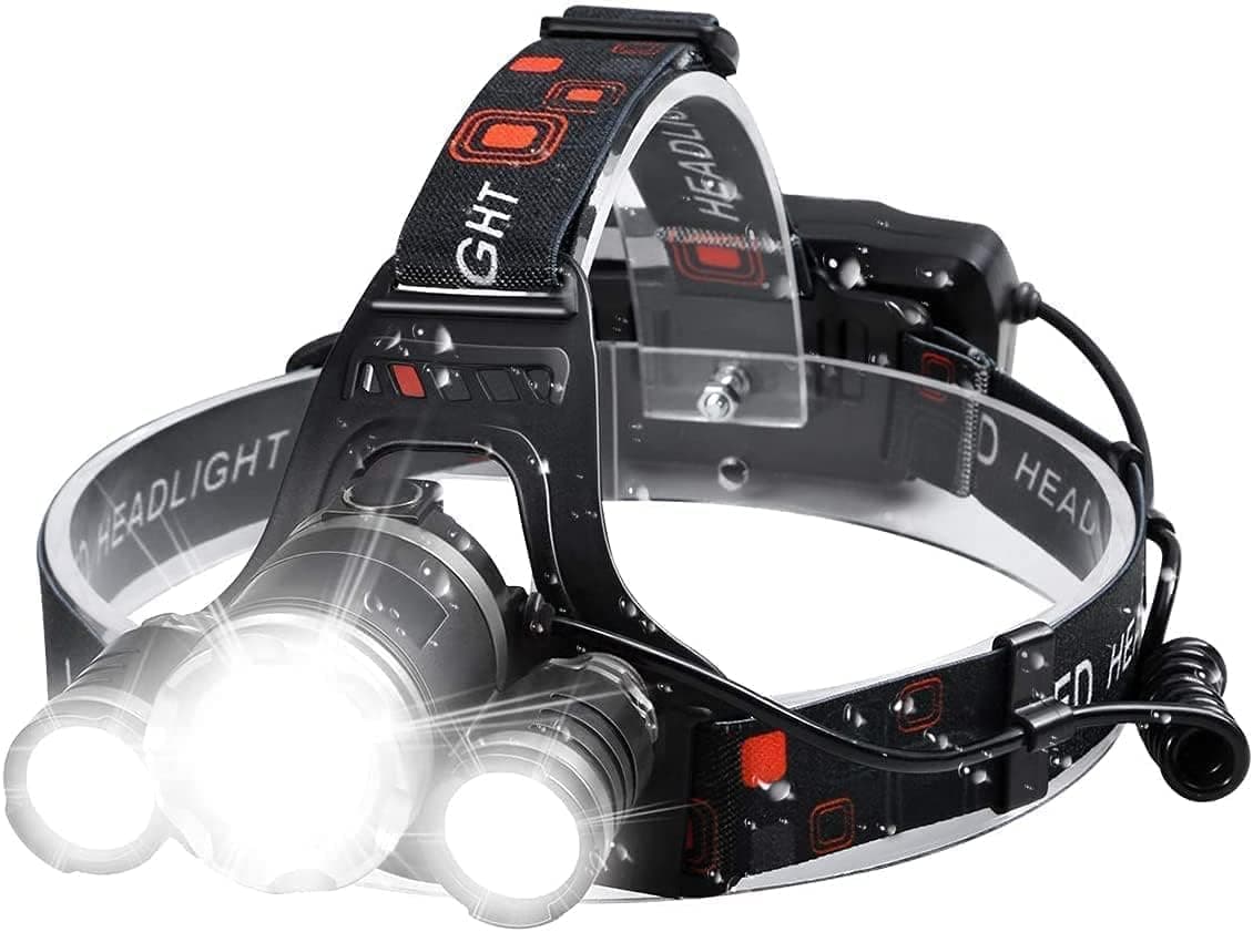 RENAISSANT Rechargeable Headlamps, 6000 High Lumens Super Brightest T6+XPG Bulbs Head Lamp for Outdoor Hunting Camping Hiking Running, 4 Modes Lightweight Waterproof Headlamps for Adults（Silver）