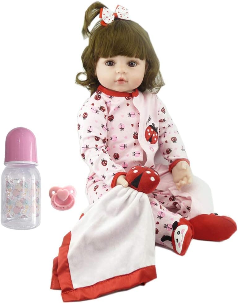 Handmade Reborn Dolls 18inch48cm Cute Girl Realistic Lifelike Looks Real Baby Newborn Doll Soft Silicone Vinyl Crafted Toddler Toy for Children Kids Xmas Birthday Gift